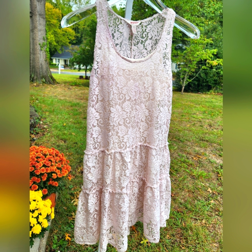 Arizona Jeans Co. Lace Dress-Ivory/Blush color-Womens XS